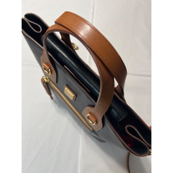 Vintage Dooney & Bourke Black & Tan Leather Satchel - Picture 7 of 13